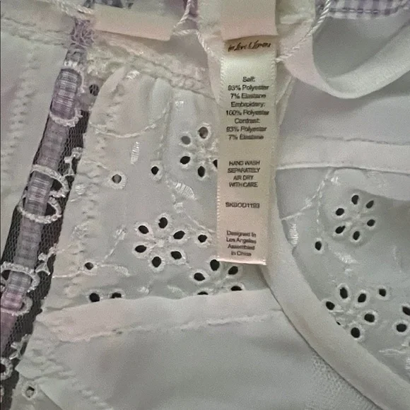 For Love and Lemons Daisy Eyelet Embroidered Bodysuit White and Lavender 36C NWT - Picture 6 of 6